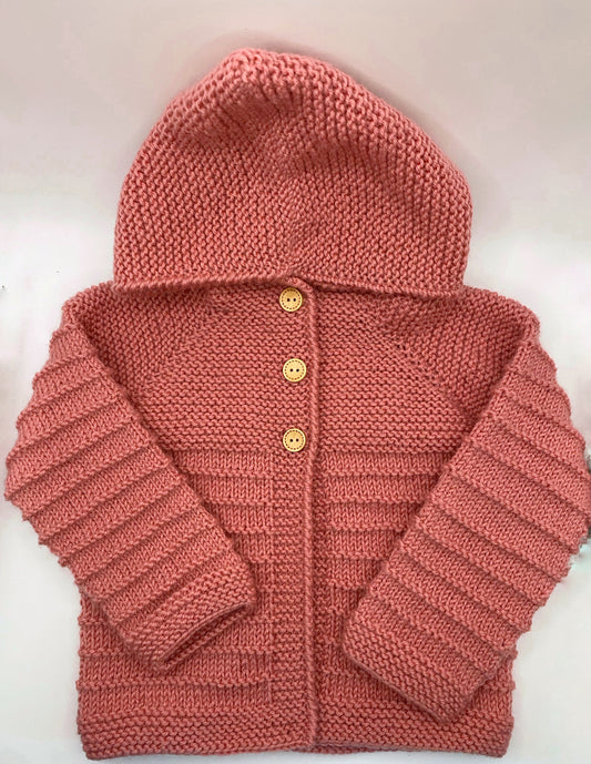 "Stripes" Luxury Handknit Merino Baby Hoodie