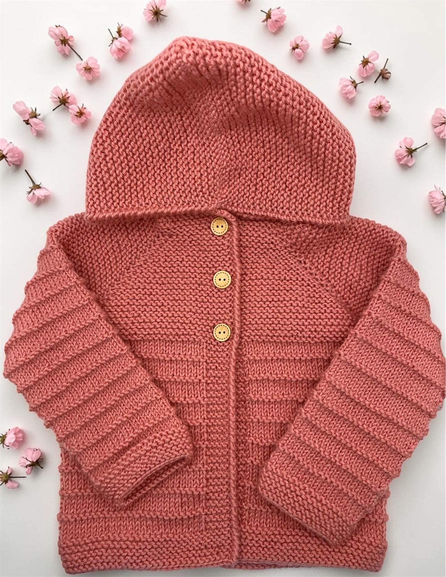 "Stripes" Luxury Handknit Merino Baby Hoodie