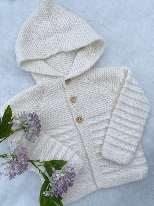 "Stripes" Luxury Handknit Merino Baby Hoodie