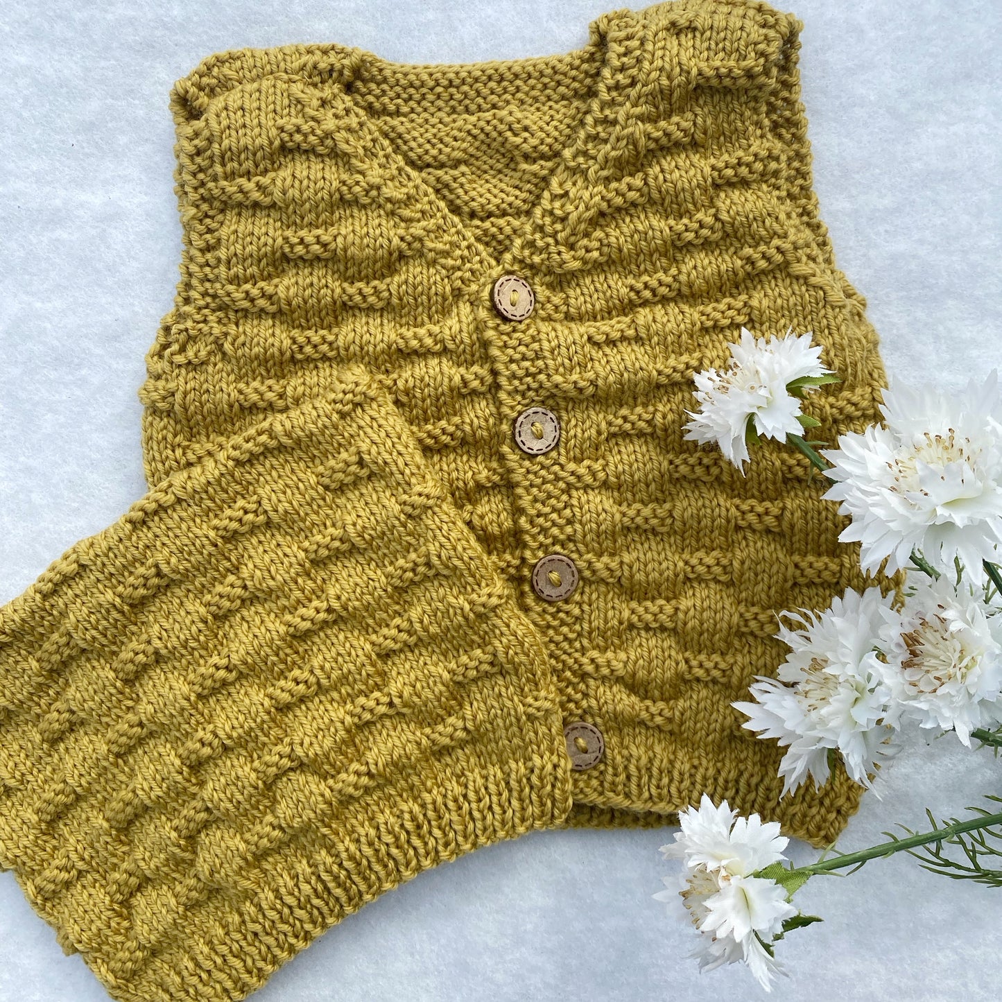 "Theodore" hand knit merino baby vest set (6-9m)