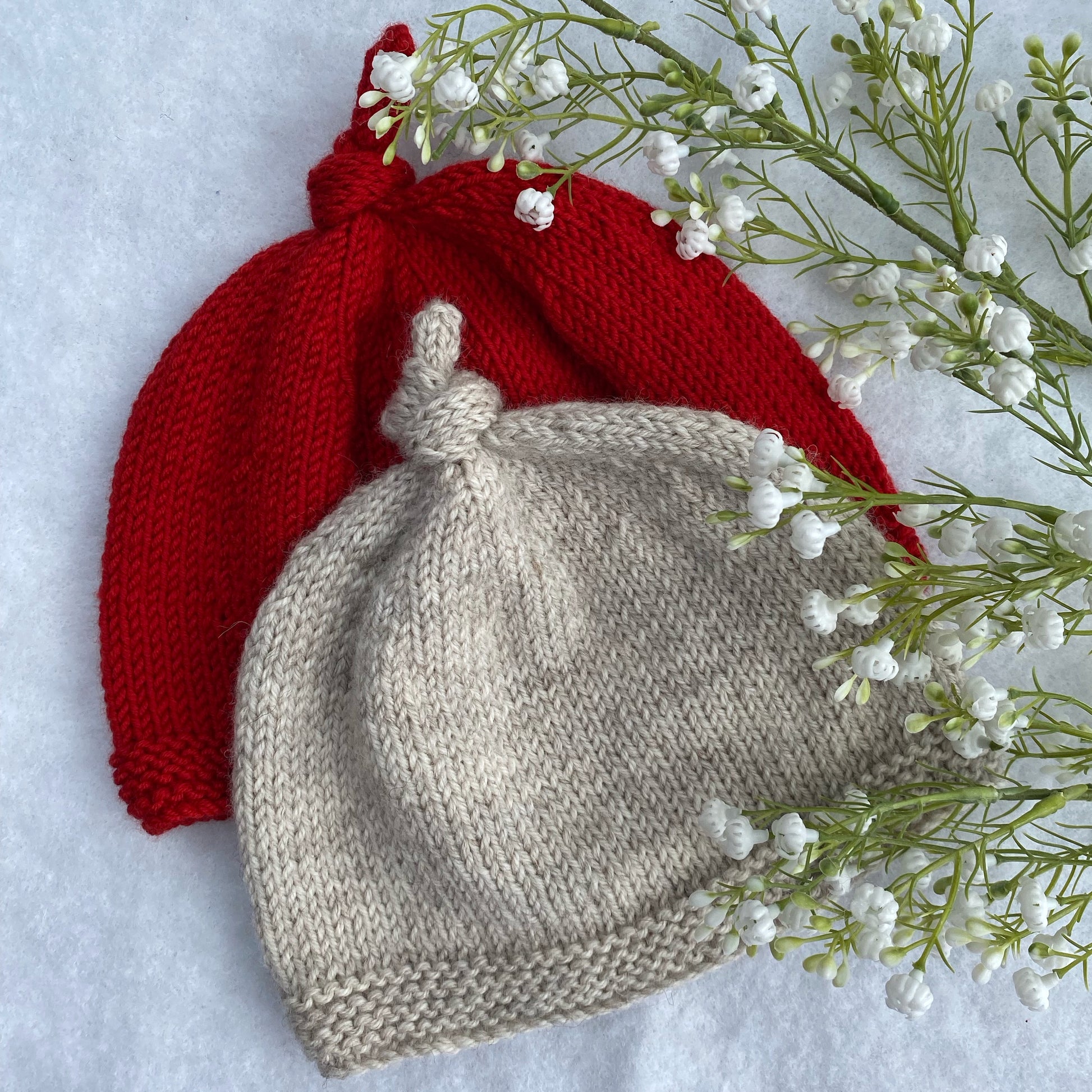 Top-knot merino baby beanie - Nana Anna NZ