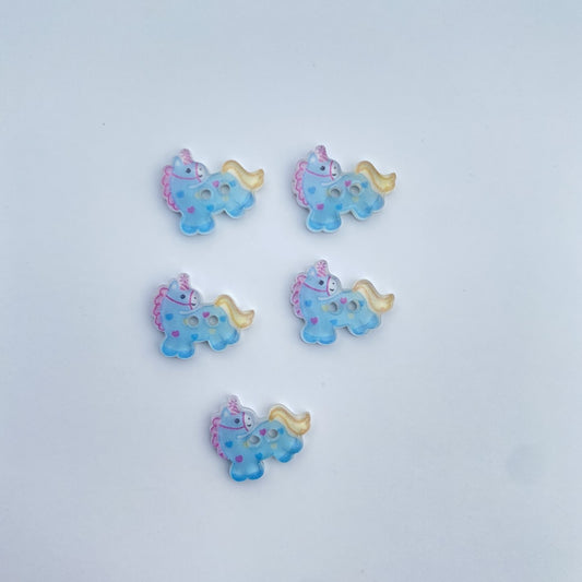 Unicorn pony buttons - pack of 5