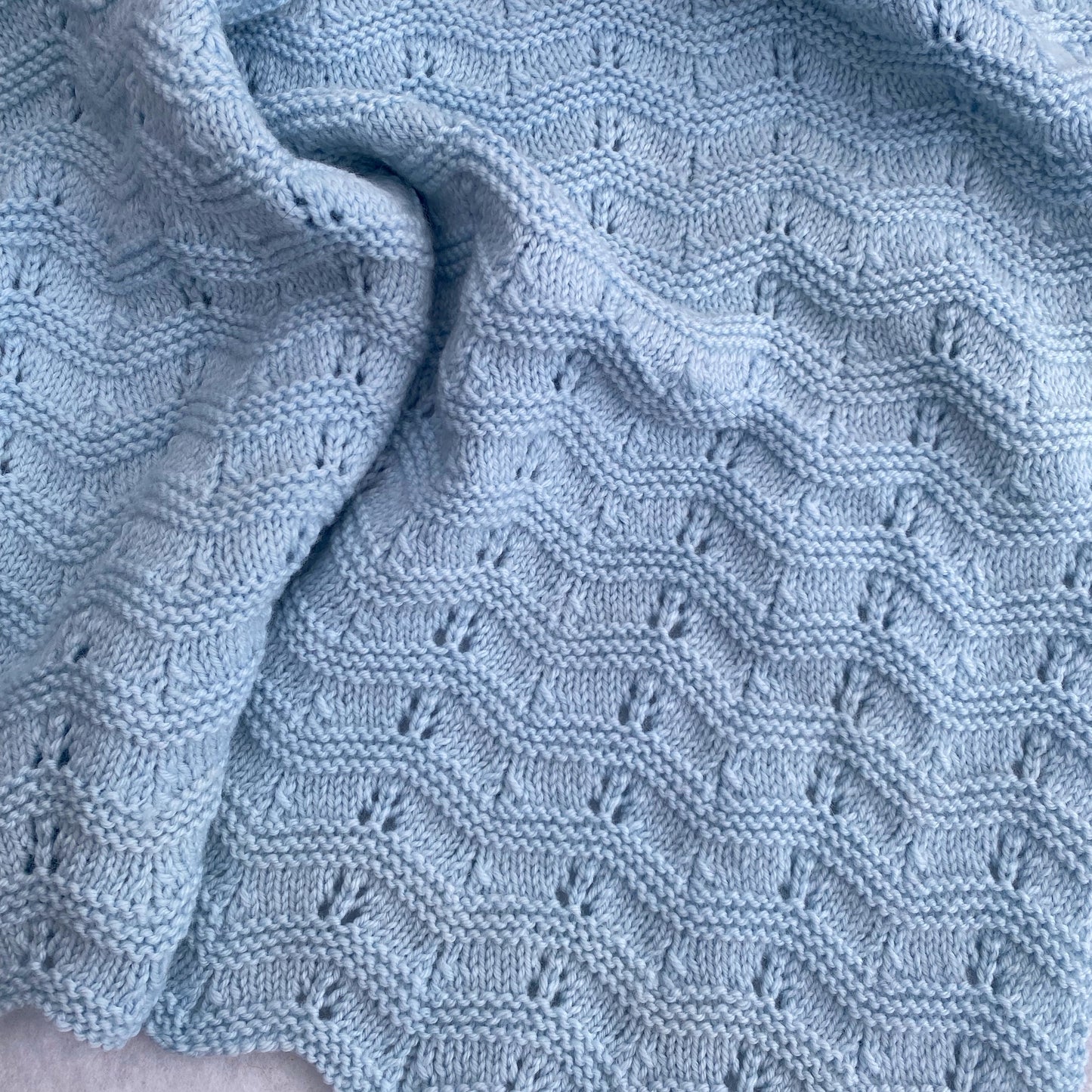 "Waves" hand knit merino cot blanket