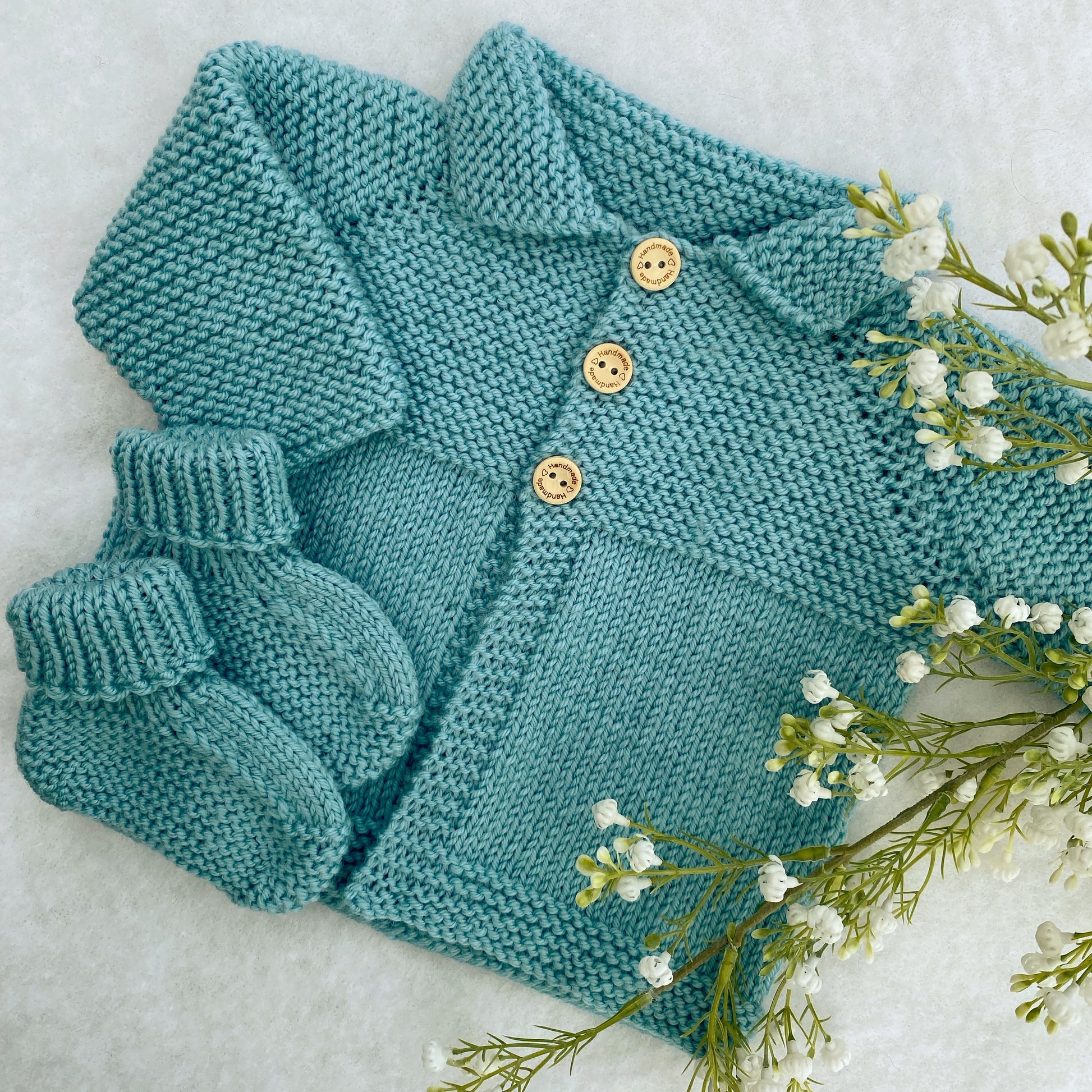 "Willow" merino baby cardigan and bootie set - Nana Anna NZ