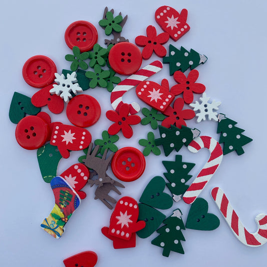 Wooden Christmas buttons - pack of 50