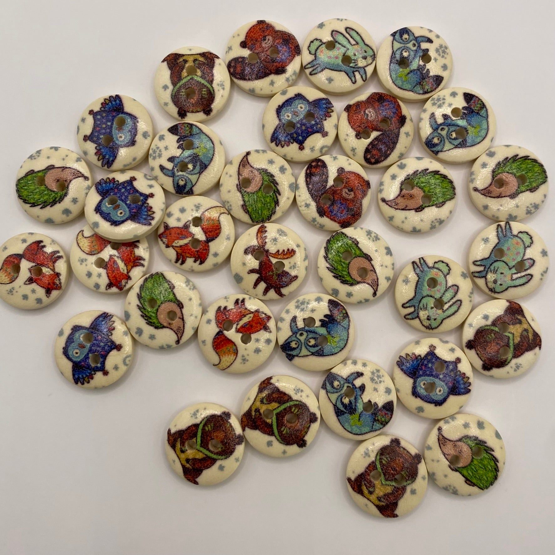 Woodland animals buttons - pack of 25 - Nana Anna NZ