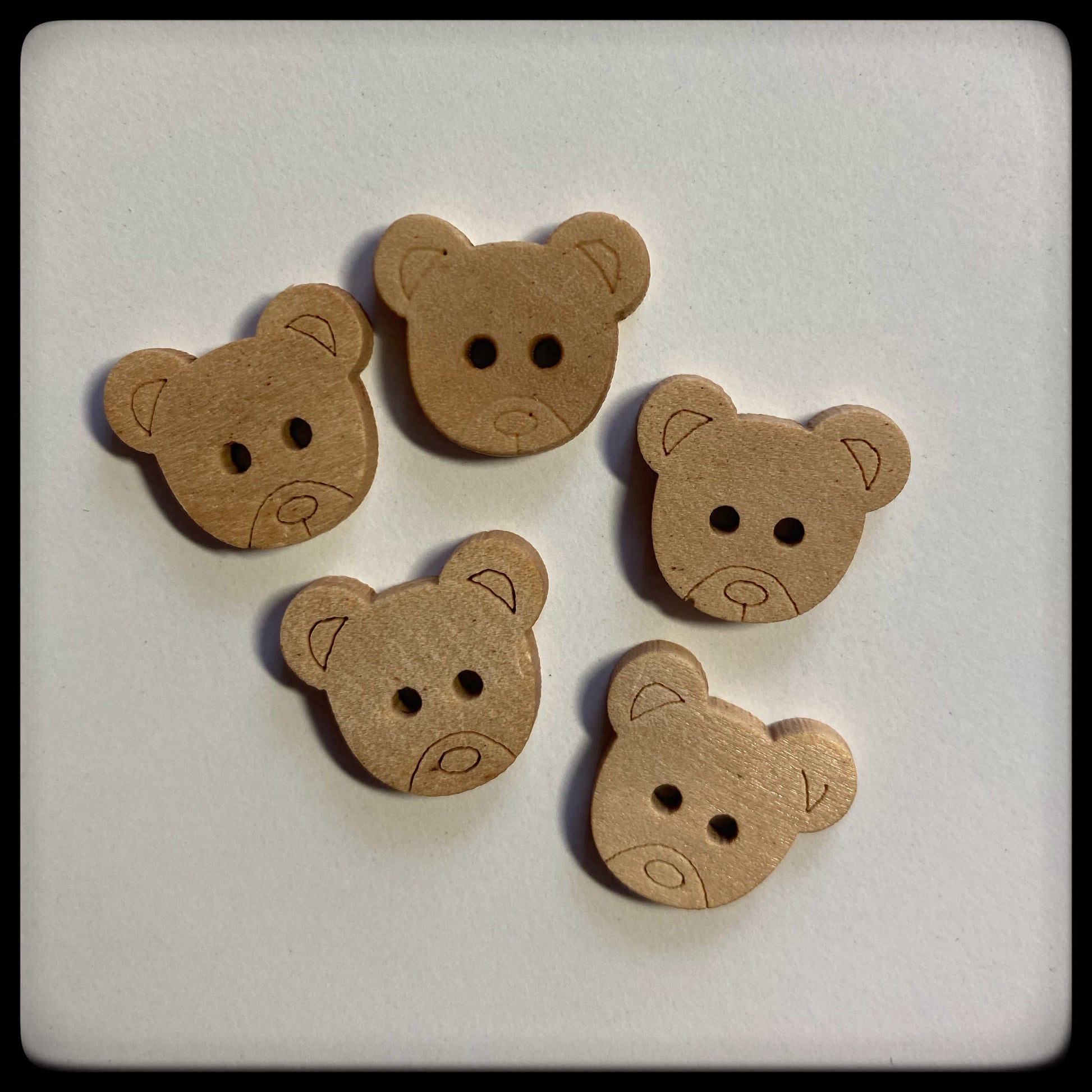 13mmx18mm Wooden Teddy Bear Buttons (Pack of 5)